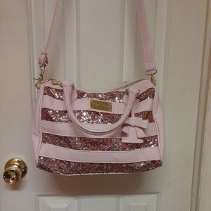 Betsey Johnson Large Pink Sequined Shoulder/Crossbody Bag